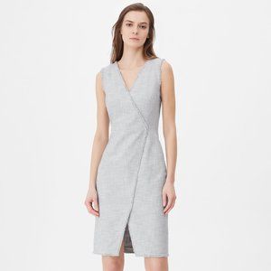 Rebecca Taylor Tailored Slub Suiting Dress Light Blue Grey Size 00 NWT